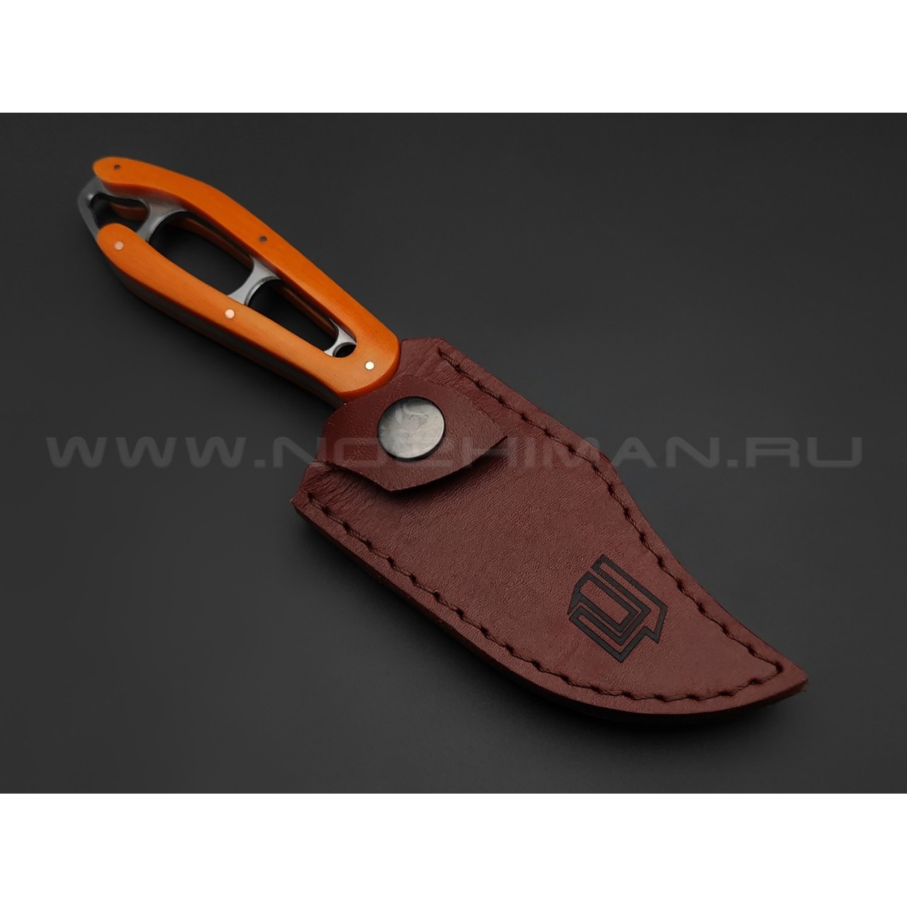 1-й Цех нож "Сиськи" сталь 440C, рукоять микарта orange