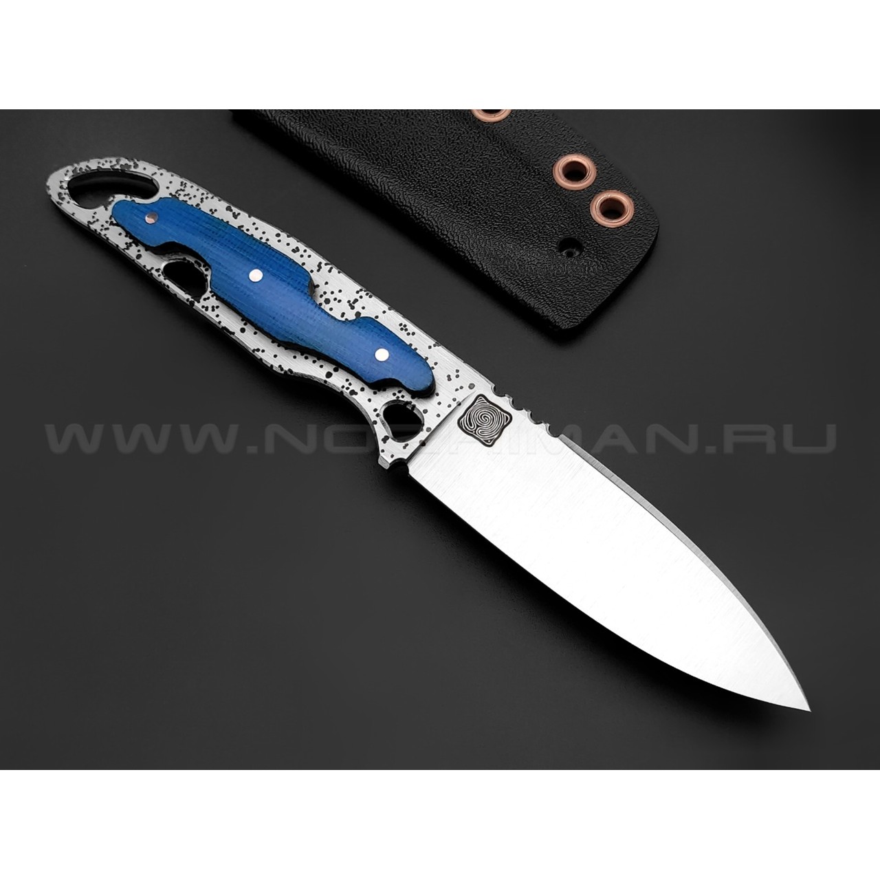 1-й Цех нож "Безымянный" сталь 440C, рукоять микарта blue