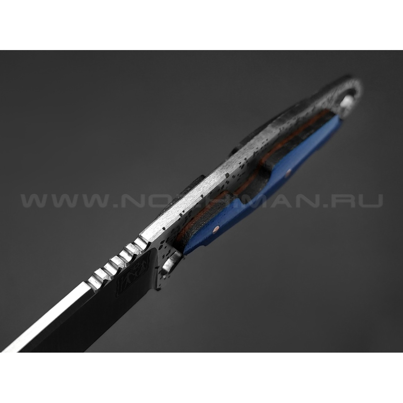1-й Цех нож "Безымянный" сталь 440C, рукоять микарта blue
