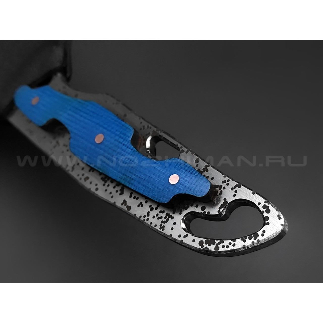 1-й Цех нож "Безымянный" сталь 440C, рукоять микарта blue