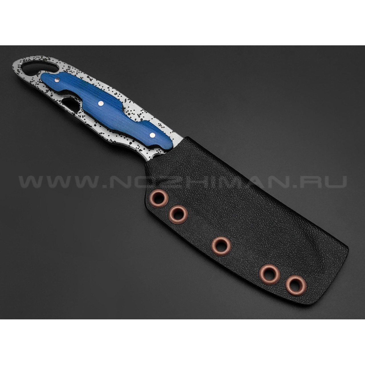 1-й Цех нож "Безымянный" сталь 440C, рукоять микарта blue