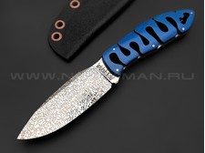 1-й Цех нож "Мозголомик" сталь 440C, рукоять микарта blue