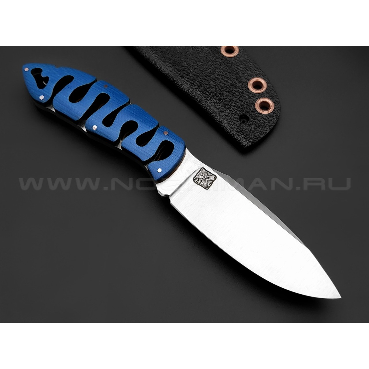 1-й Цех нож "Мозголомик" сталь 440C, рукоять микарта blue