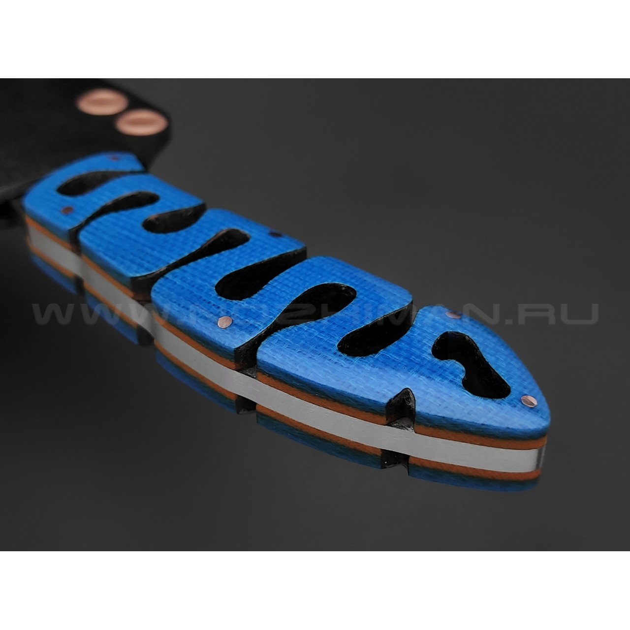 1-й Цех нож "Мозголомик" сталь 440C, рукоять микарта blue