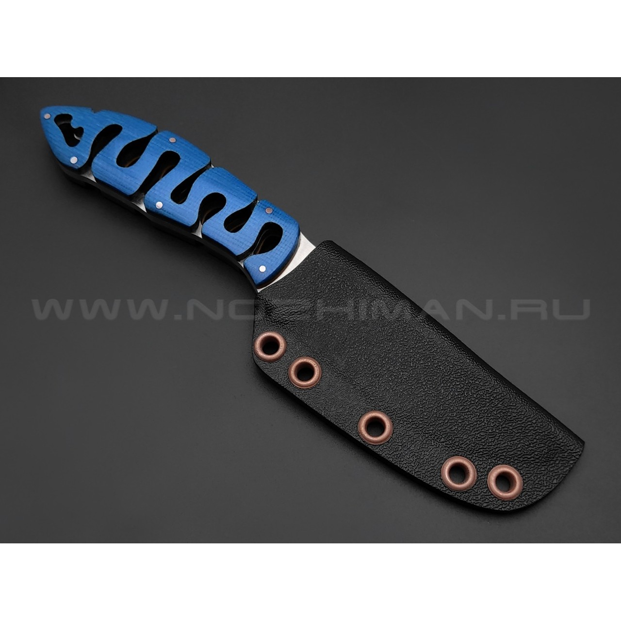1-й Цех нож "Мозголомик" сталь 440C, рукоять микарта blue