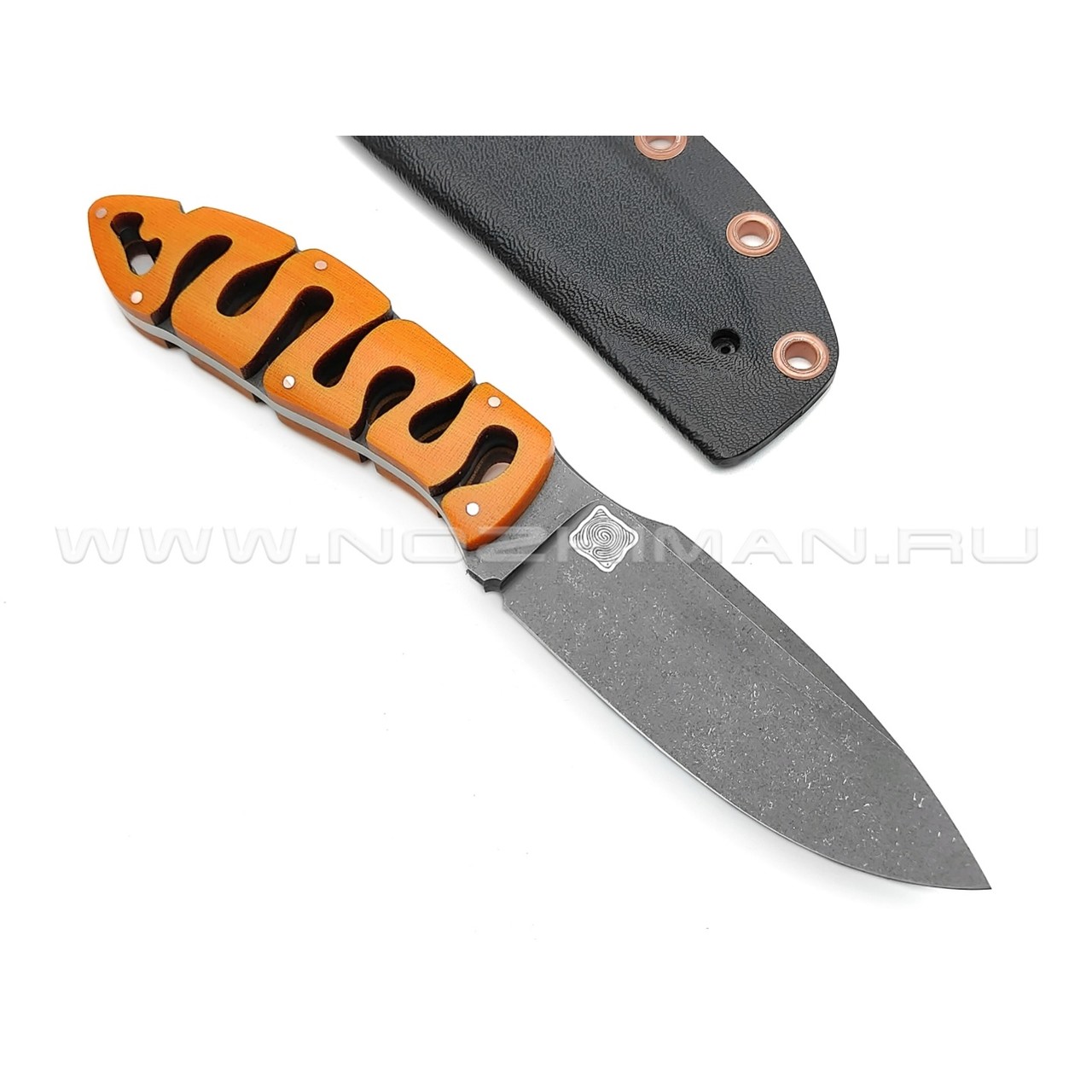 1-й Цех нож "Мозголомик" сталь 440C, рукоять микарта orange