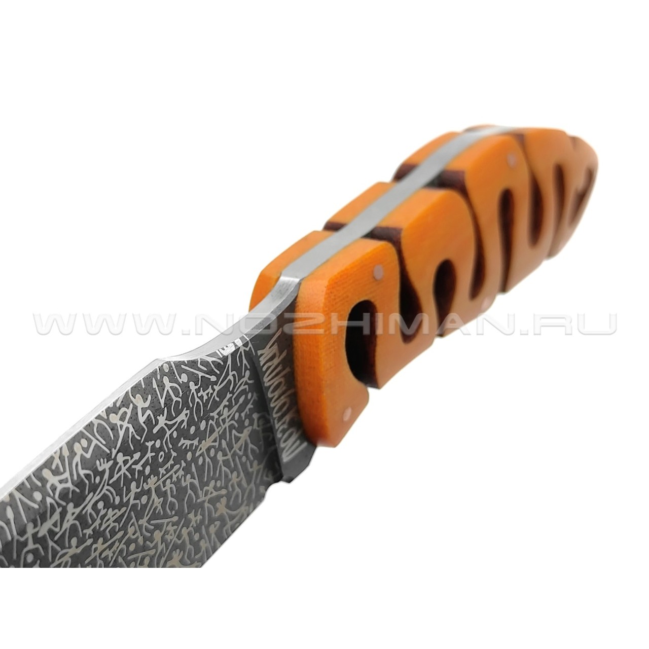 1-й Цех нож "Мозголомик" сталь 440C, рукоять микарта orange