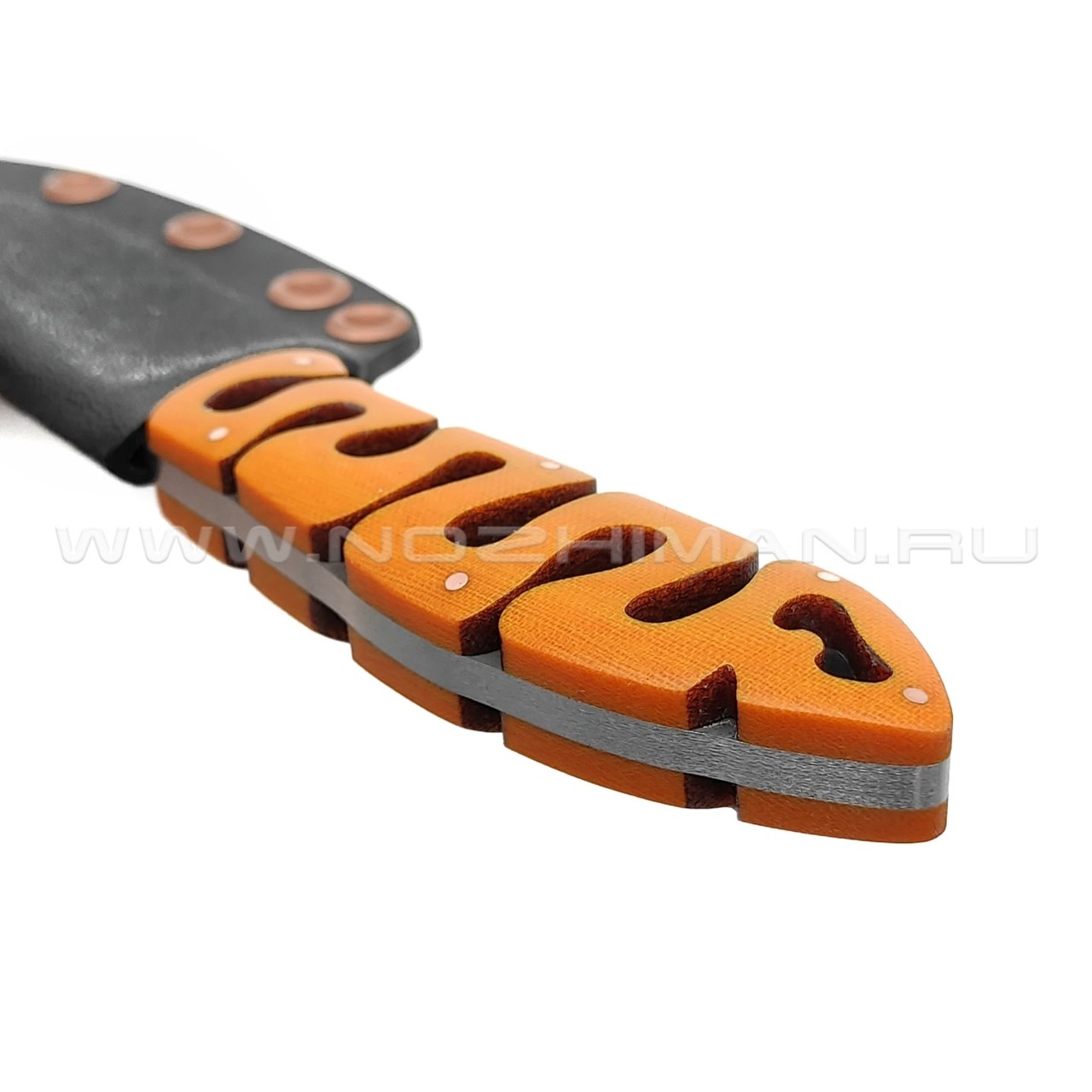 1-й Цех нож "Мозголомик" сталь 440C, рукоять микарта orange