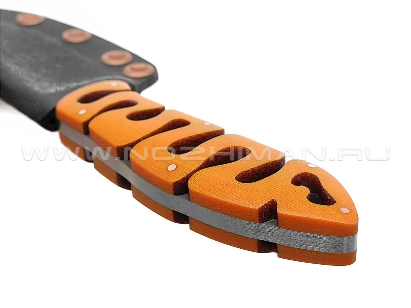 1-й Цех нож "Мозголомик" сталь 440C, рукоять микарта orange