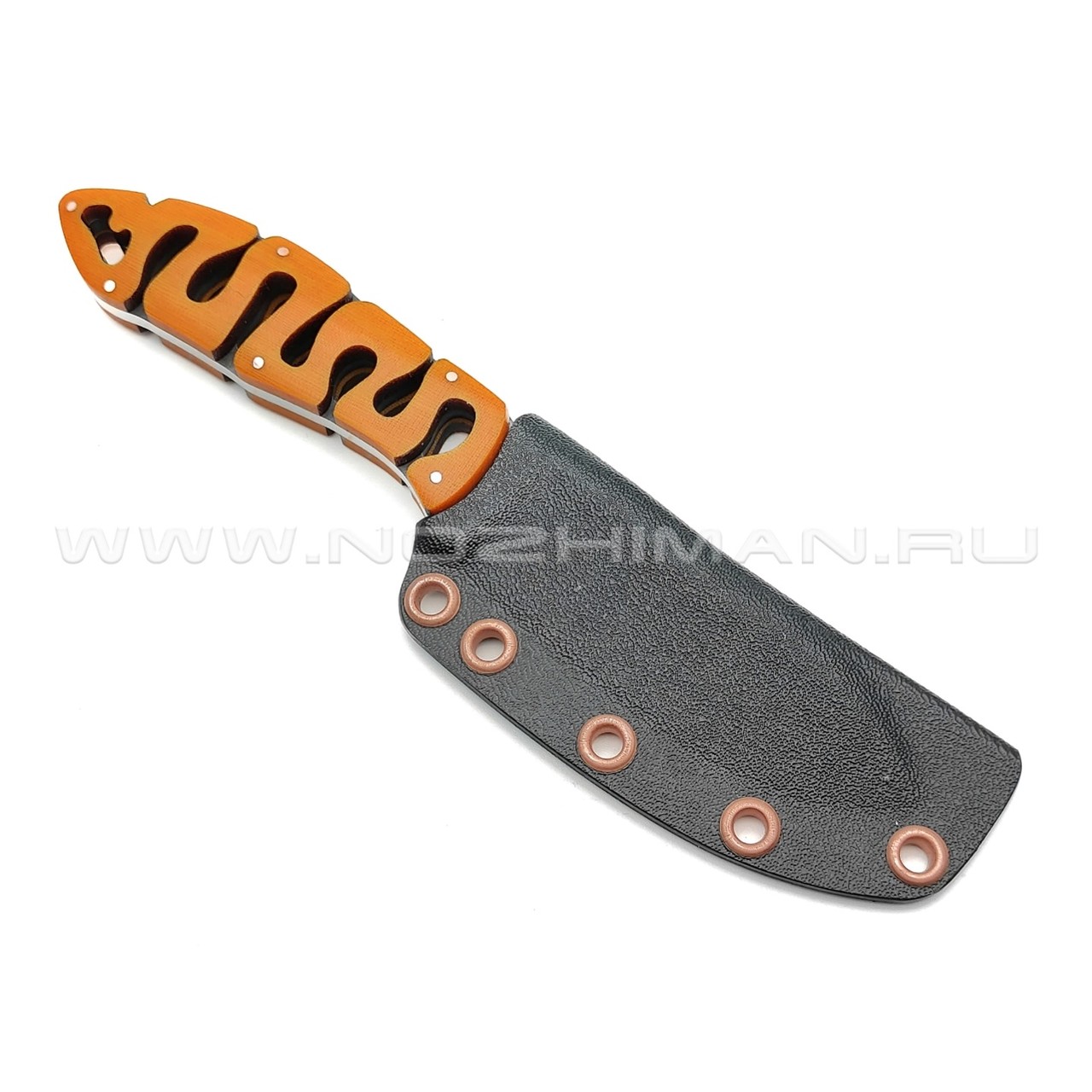 1-й Цех нож "Мозголомик" сталь 440C, рукоять микарта orange