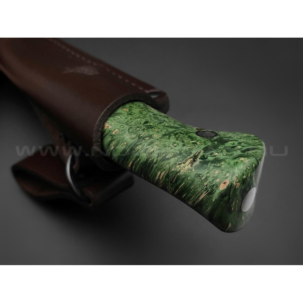 Кметь нож "Клык" сталь K390 хром, рукоять кап клёна, мельхиор