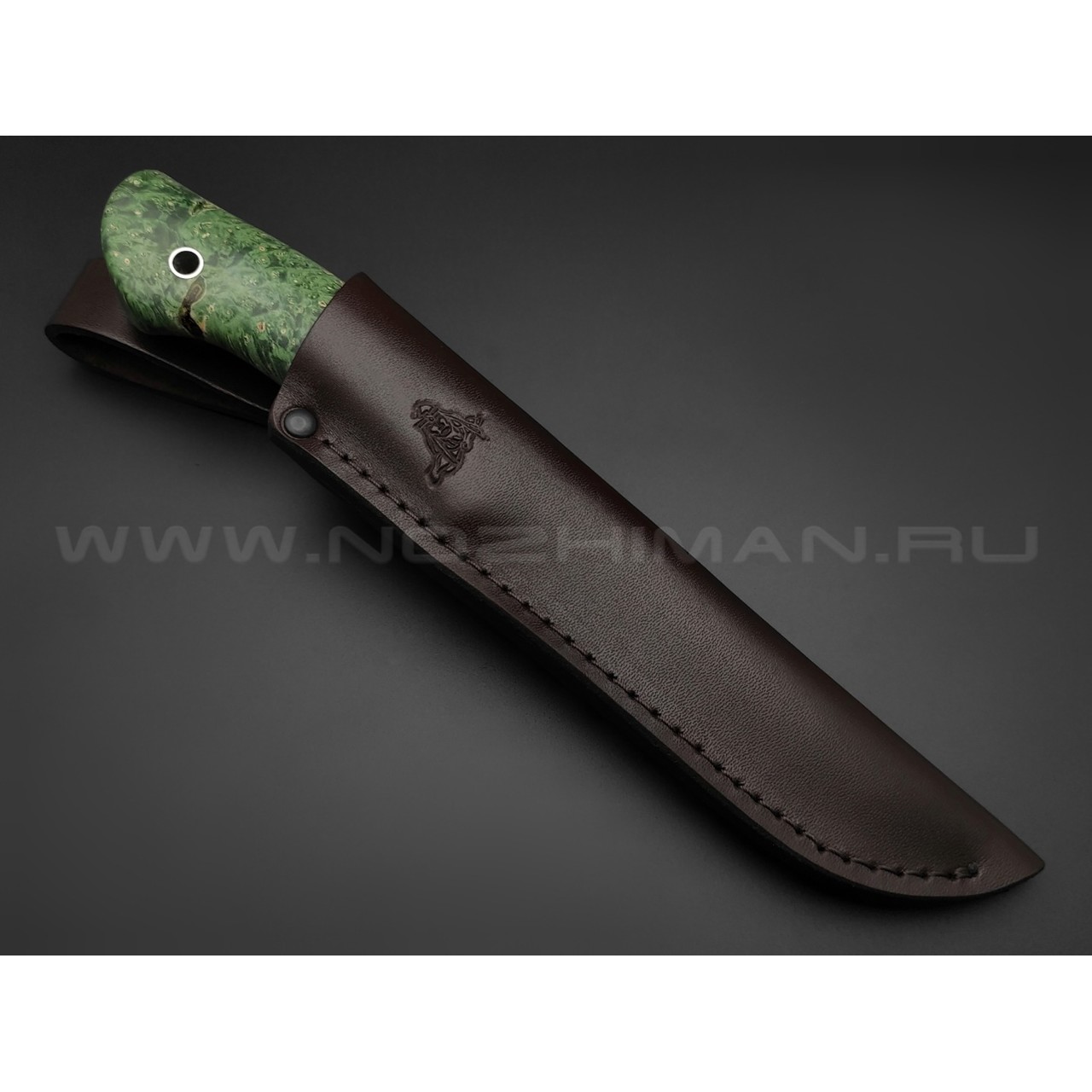 Кметь нож "Клык" сталь K390 хром, рукоять кап клёна, мельхиор