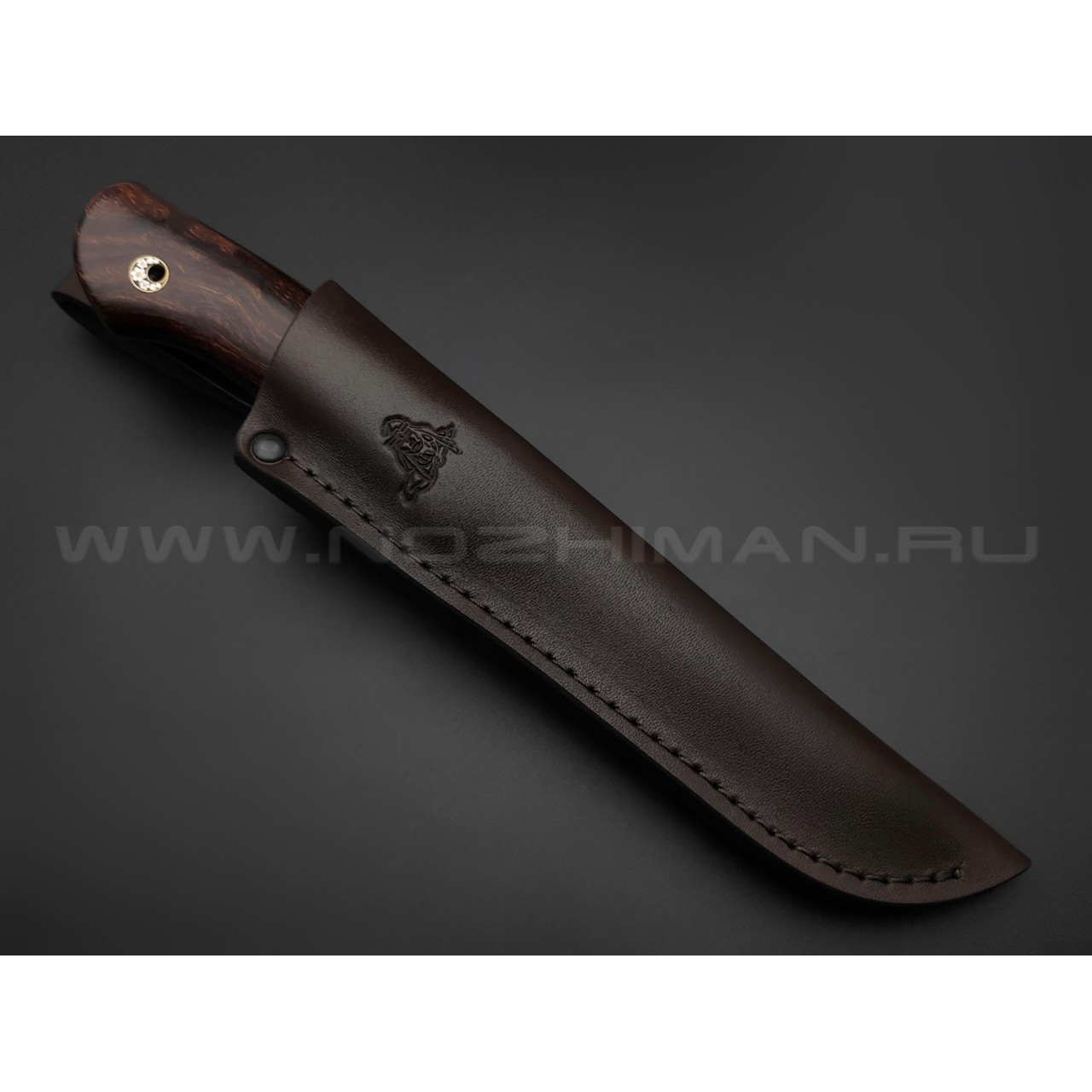 Кметь нож "Клык" сталь CPM Rex 121 хром, рукоять Айронвуд, мельхиор