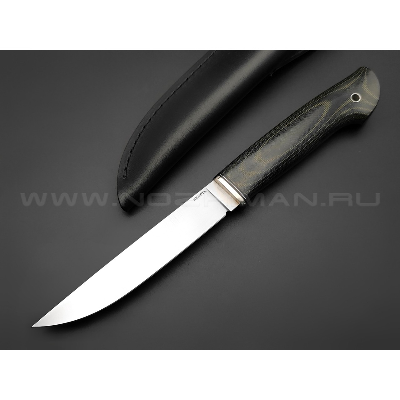 Кметь нож "Рыбацкий-М" сталь S90V, рукоять микарта, мельхиор
