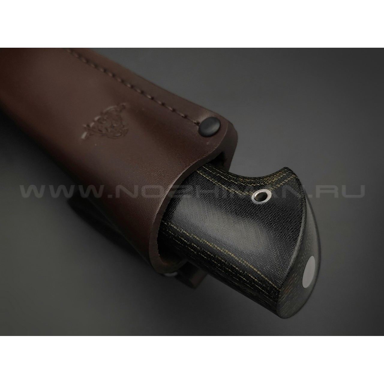 Кметь нож "Клык" сталь K340, рукоять микарта, мельхиор