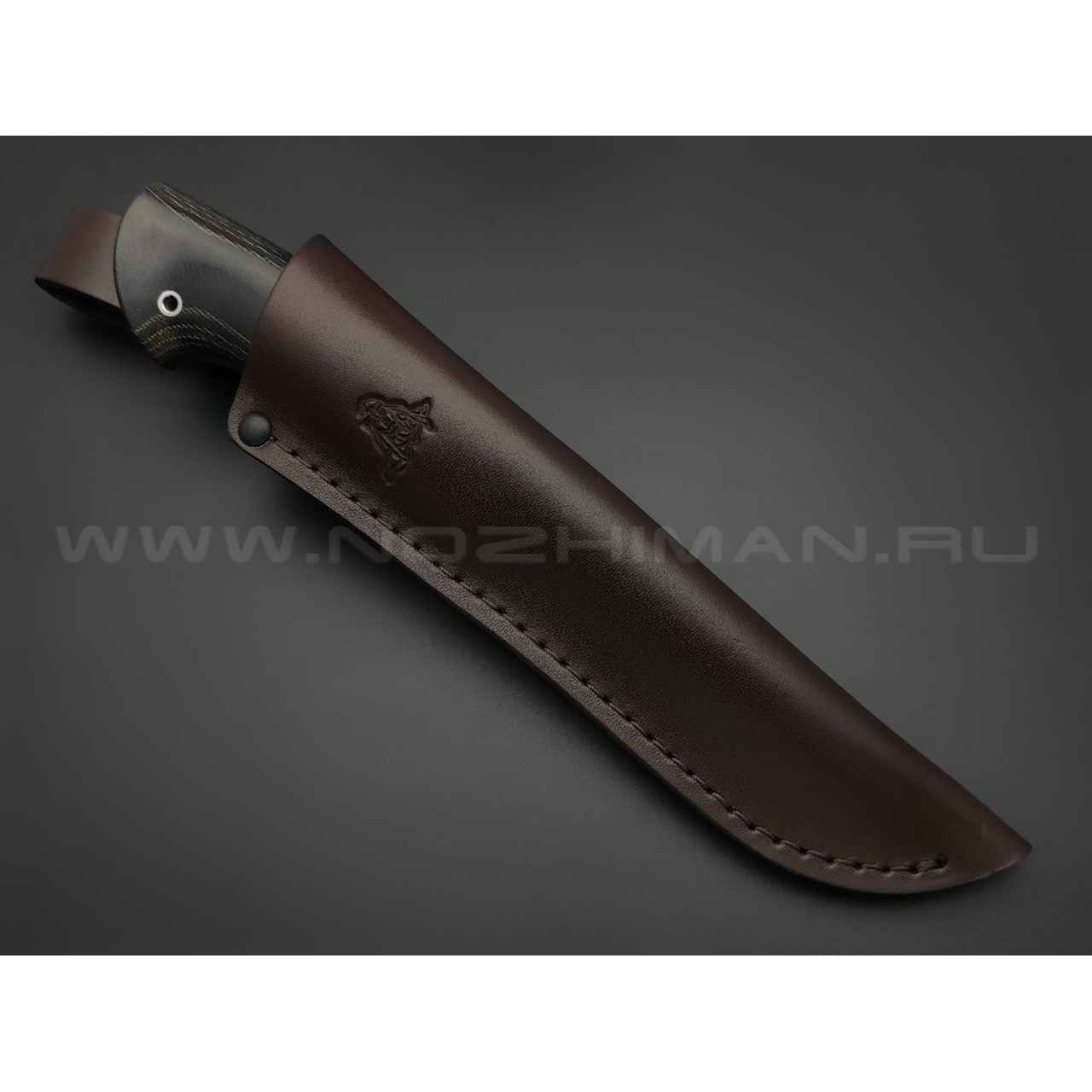 Кметь нож "Клык" сталь K340, рукоять микарта, мельхиор