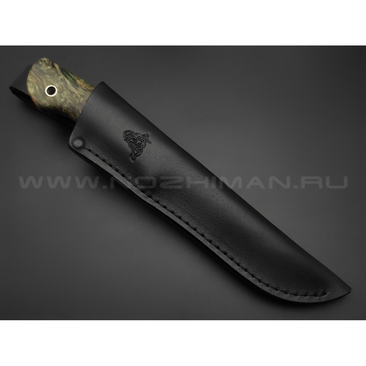 Кметь нож "Клык" сталь M398, рукоять карельская берёза, мельхиор