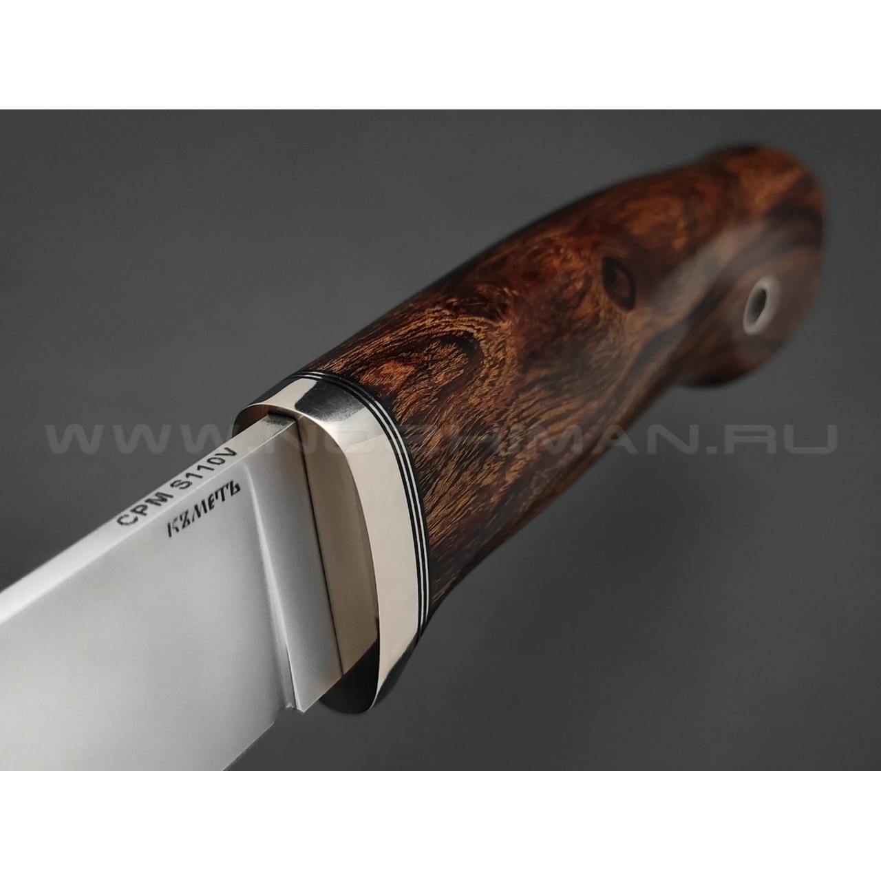 Кметь нож "Кроха" сталь CPM S110V, рукоять Айронвуд, мельхиор