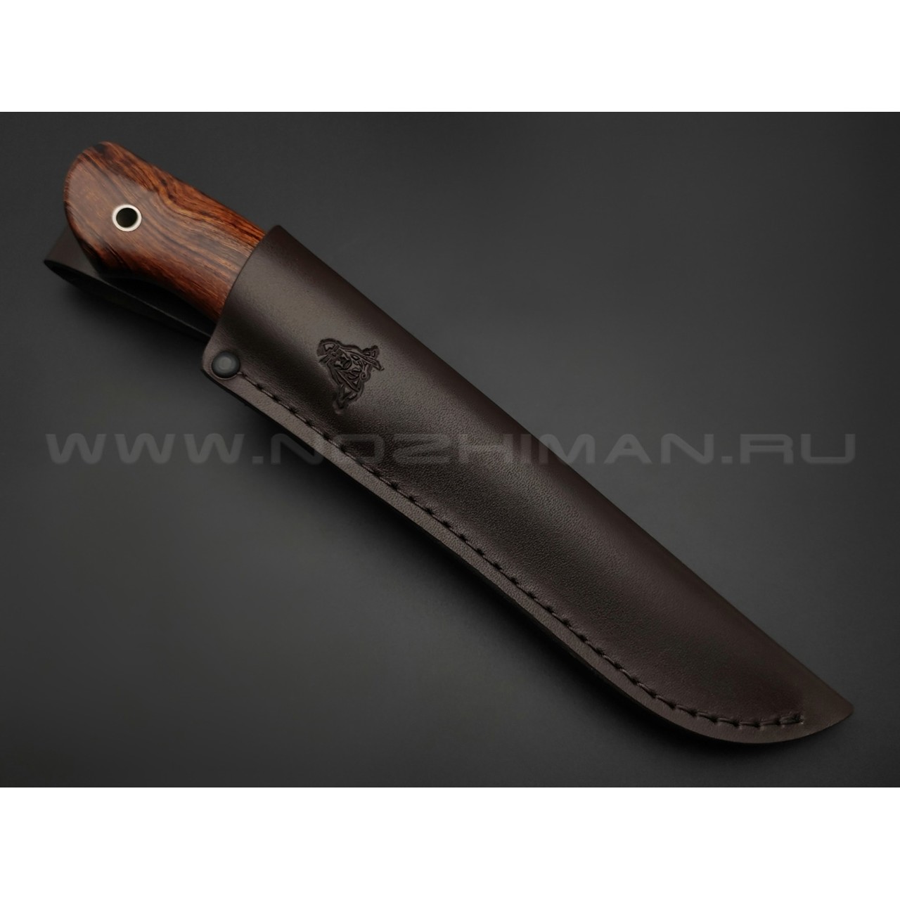 Кметь нож "Клык" сталь Vanadis 4 хром, рукоять Айронвуд, мельхиор
