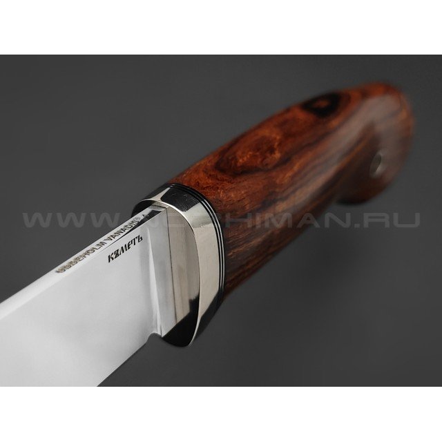 Кметь нож "Клык" сталь Vanadis 4 хром, рукоять Айронвуд, мельхиор