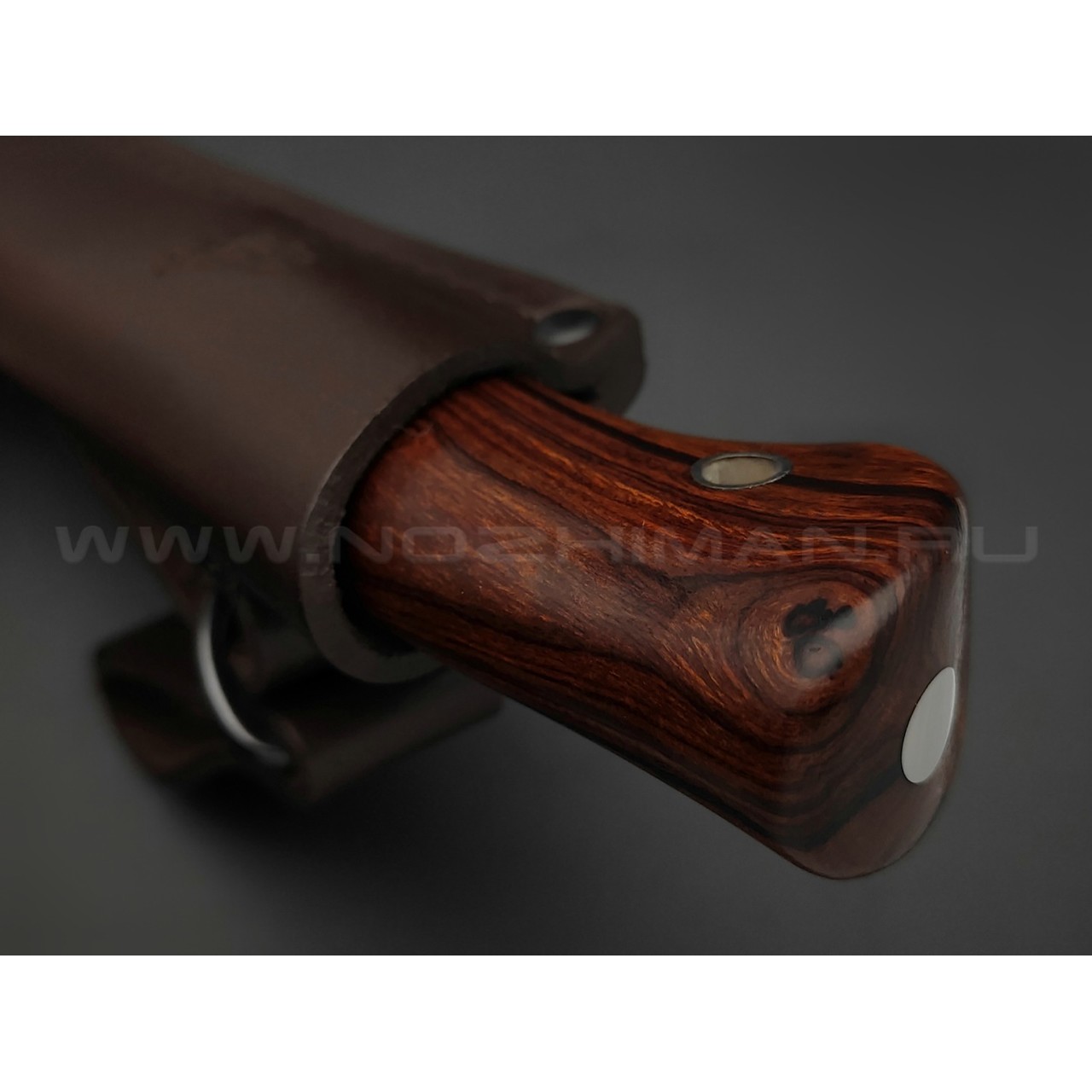 Кметь нож "Клык" сталь S390 хром, рукоять Айронвуд, мельхиор