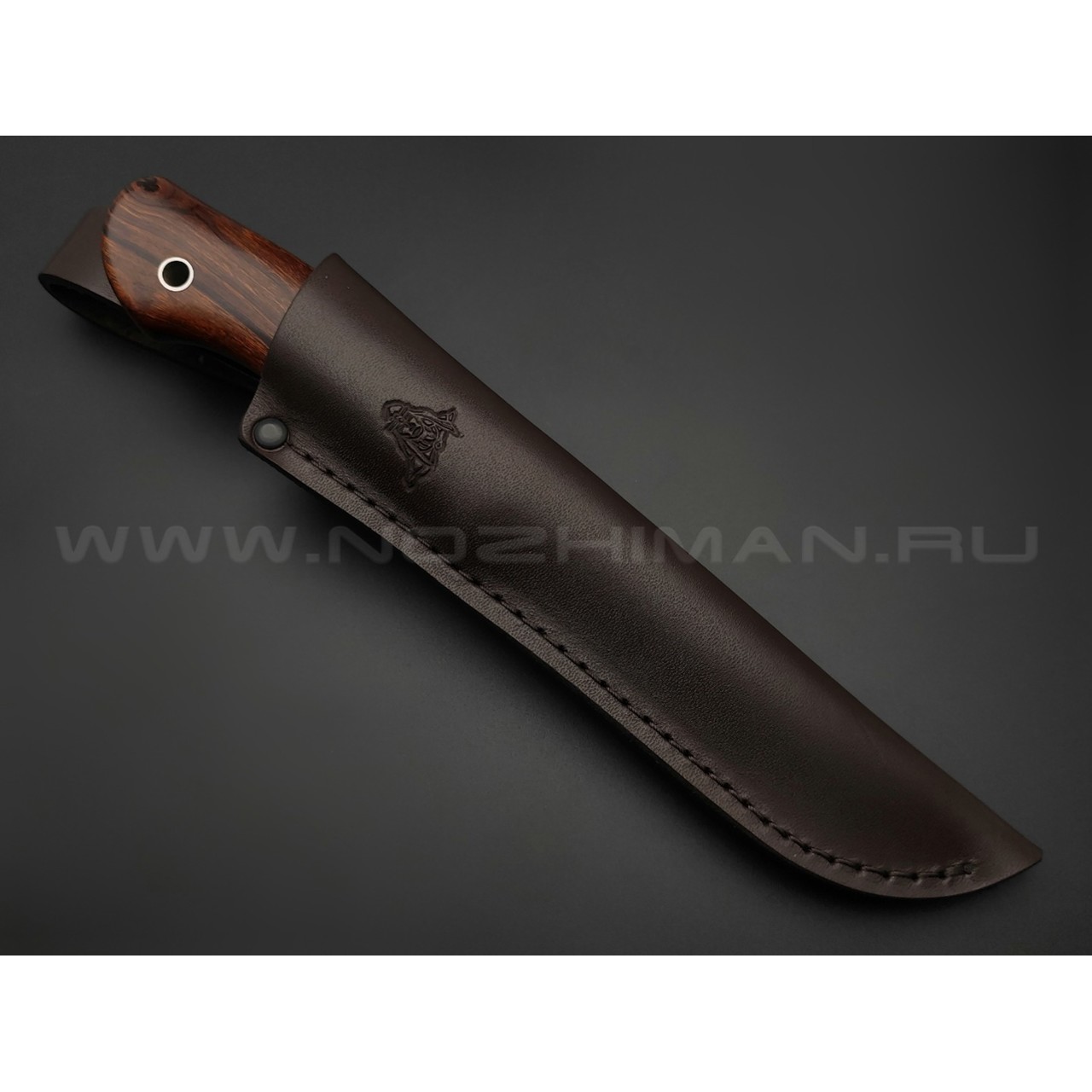 Кметь нож "Клык" сталь S390 хром, рукоять Айронвуд, мельхиор