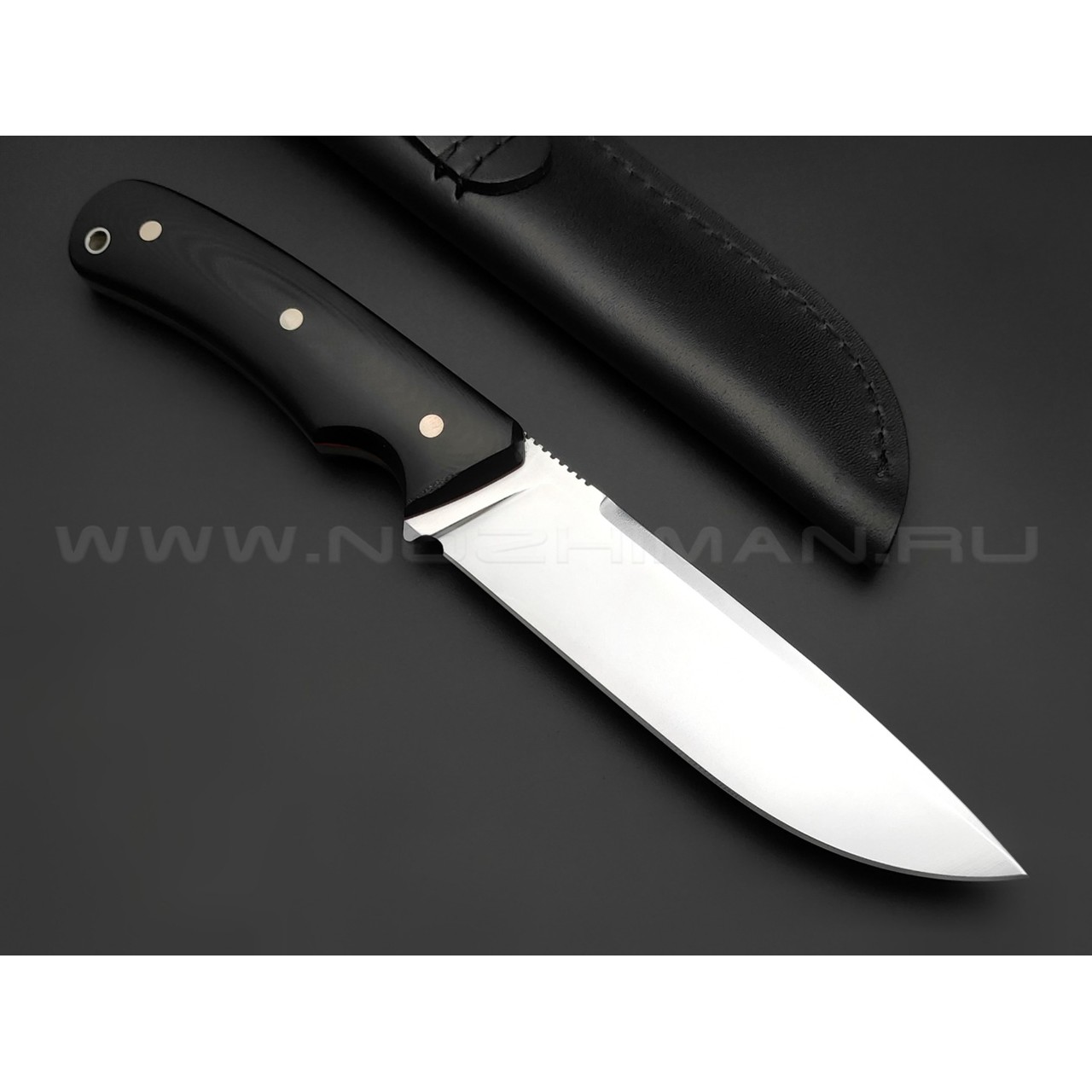 Кметь нож "Акула" сталь K390 хром, рукоять G10 black