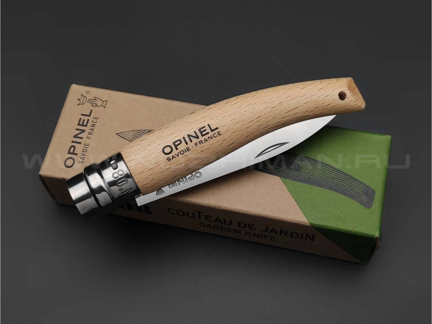 Нож Opinel садовый №8 133080 в коробке сталь Sandvik 12C27, рукоять бук