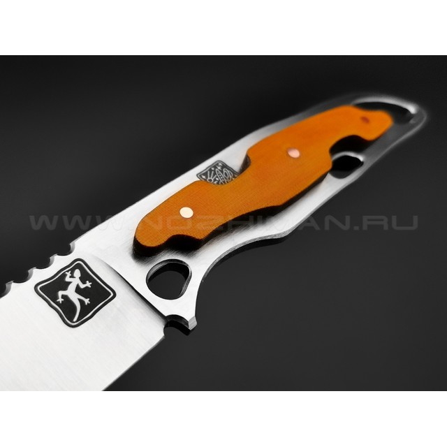 1-й Цех нож "Безымянный-2" сталь 440C satin, рукоять микарта orange