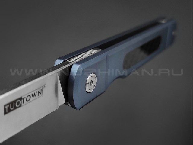 TuoTown нож 3D-BL Blue сталь D2, рукоять Titanium, carbon fiber