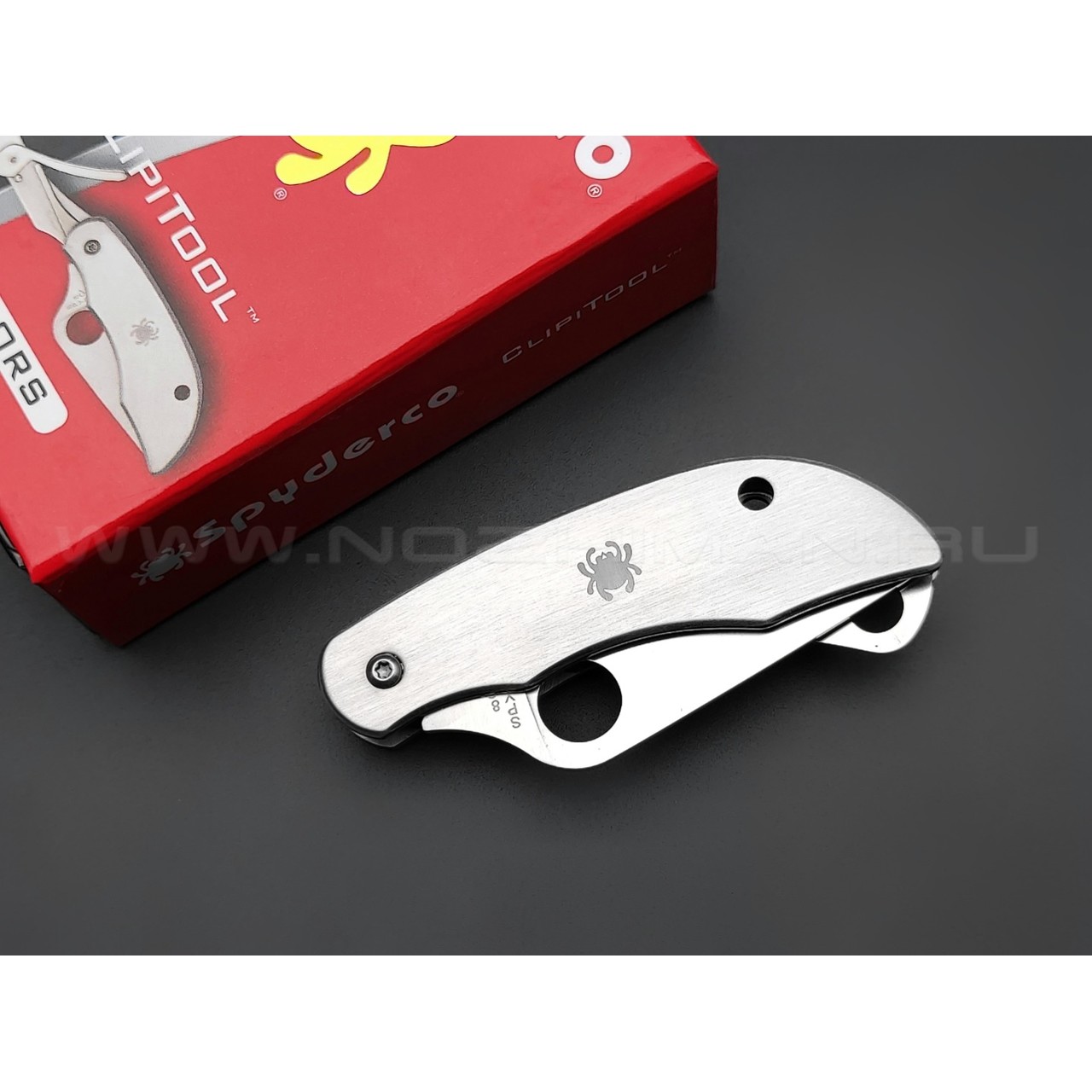 Нож Spyderco ClipiTool Scissors C169P сталь 8Cr13MoV, рукоять Stainless Steel
