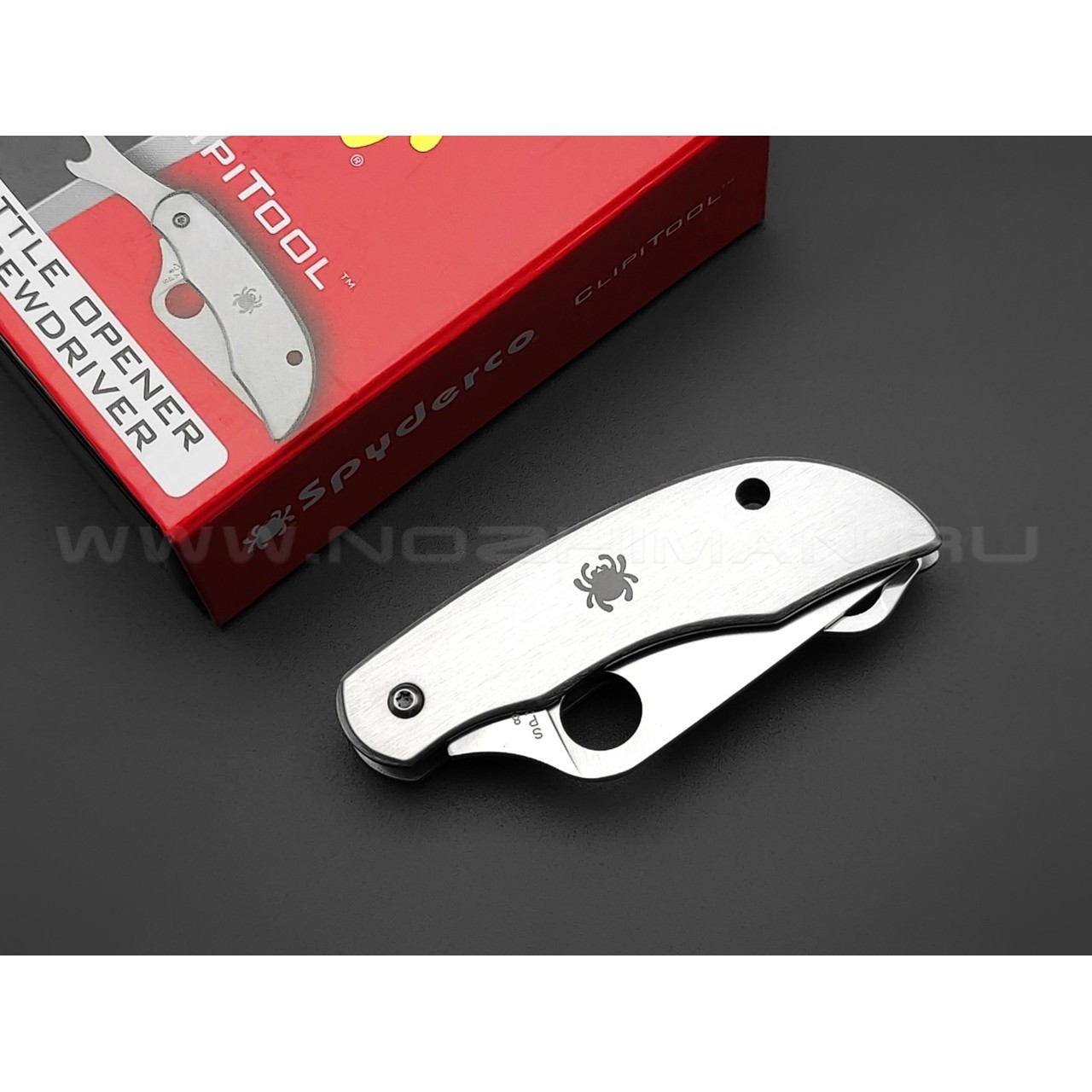 Нож Spyderco ClipiTool Bottle Opener & Screwdriver C175P сталь 8Cr13MoV, рукоять Stainless Steel