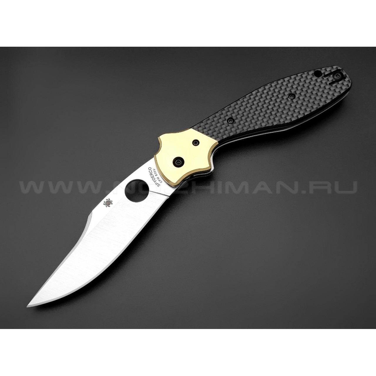Нож Spyderco Schempp Bowie C190CFP сталь CPM S30V, рукоять Carbon fiber, brass