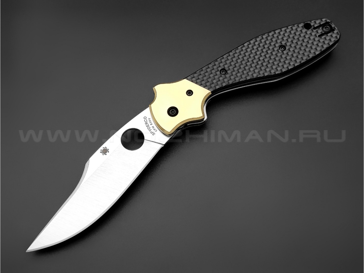 Нож Spyderco Schempp Bowie C190CFP сталь CPM S30V, рукоять Carbon fiber, brass