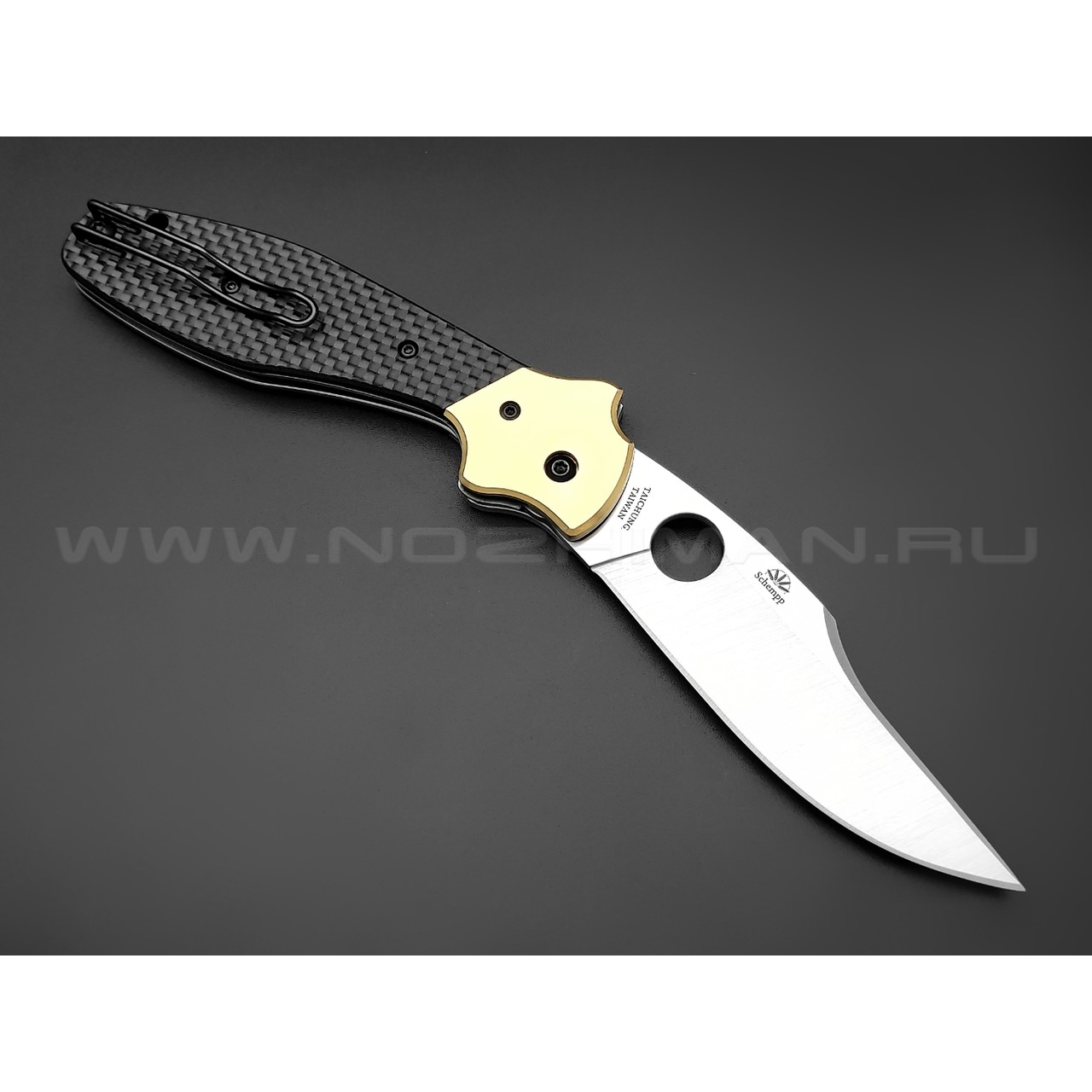 Нож Spyderco Schempp Bowie C190CFP сталь CPM S30V, рукоять Carbon fiber, brass