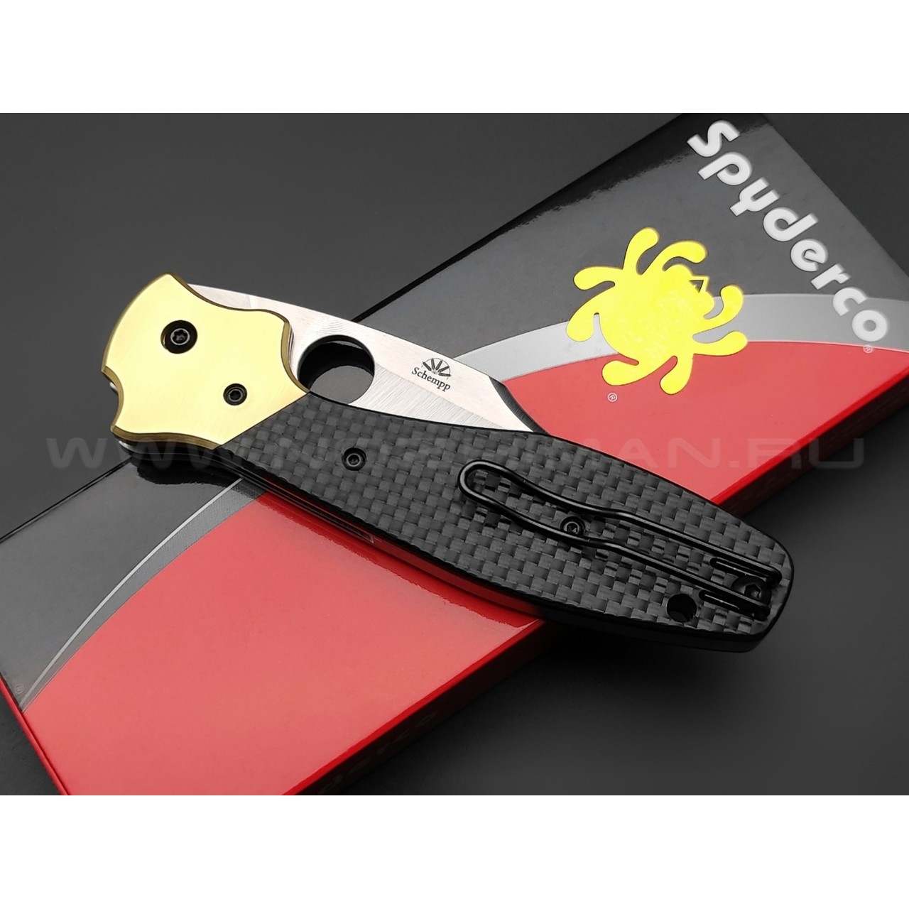 Нож Spyderco Schempp Bowie C190CFP сталь CPM S30V, рукоять Carbon fiber, brass