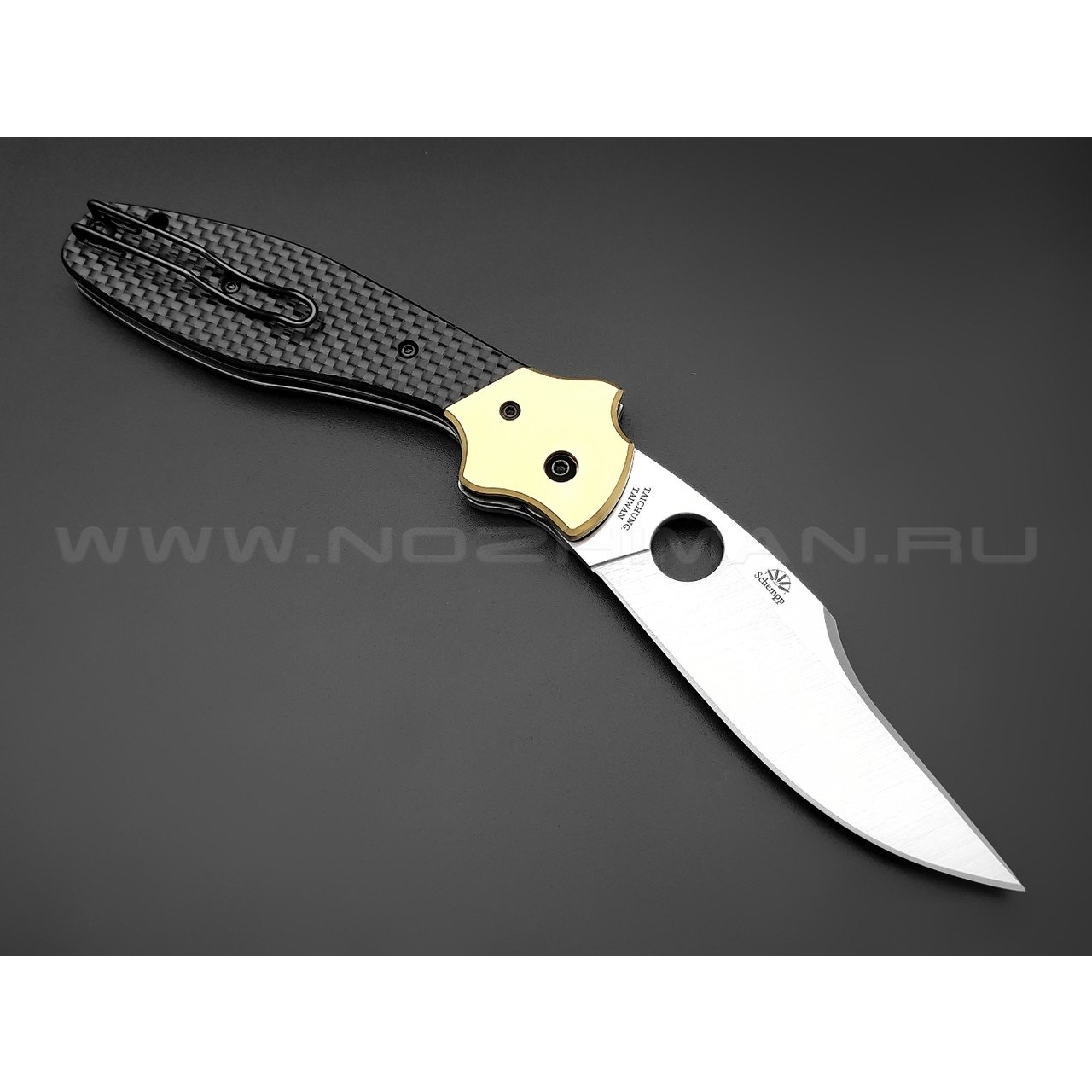 Нож Spyderco Schempp Bowie C190CFP сталь CPM S30V, рукоять Carbon fiber, brass