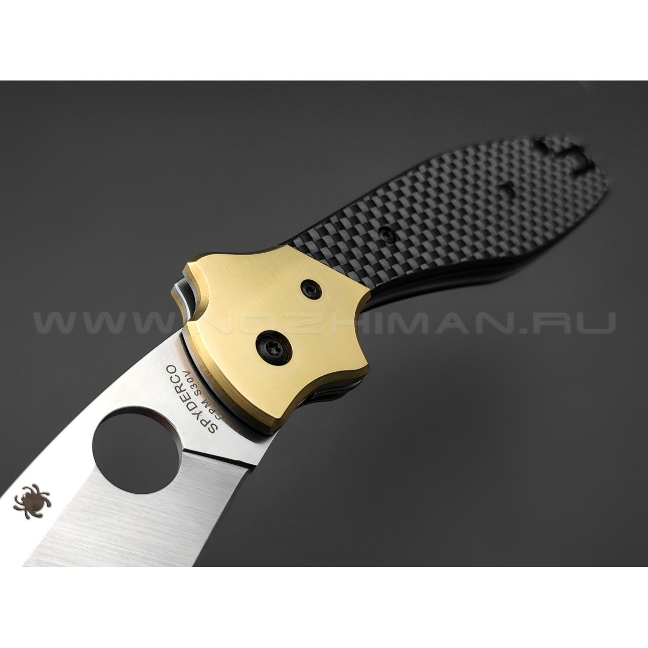 Нож Spyderco Schempp Bowie C190CFP сталь CPM S30V, рукоять Carbon fiber, brass