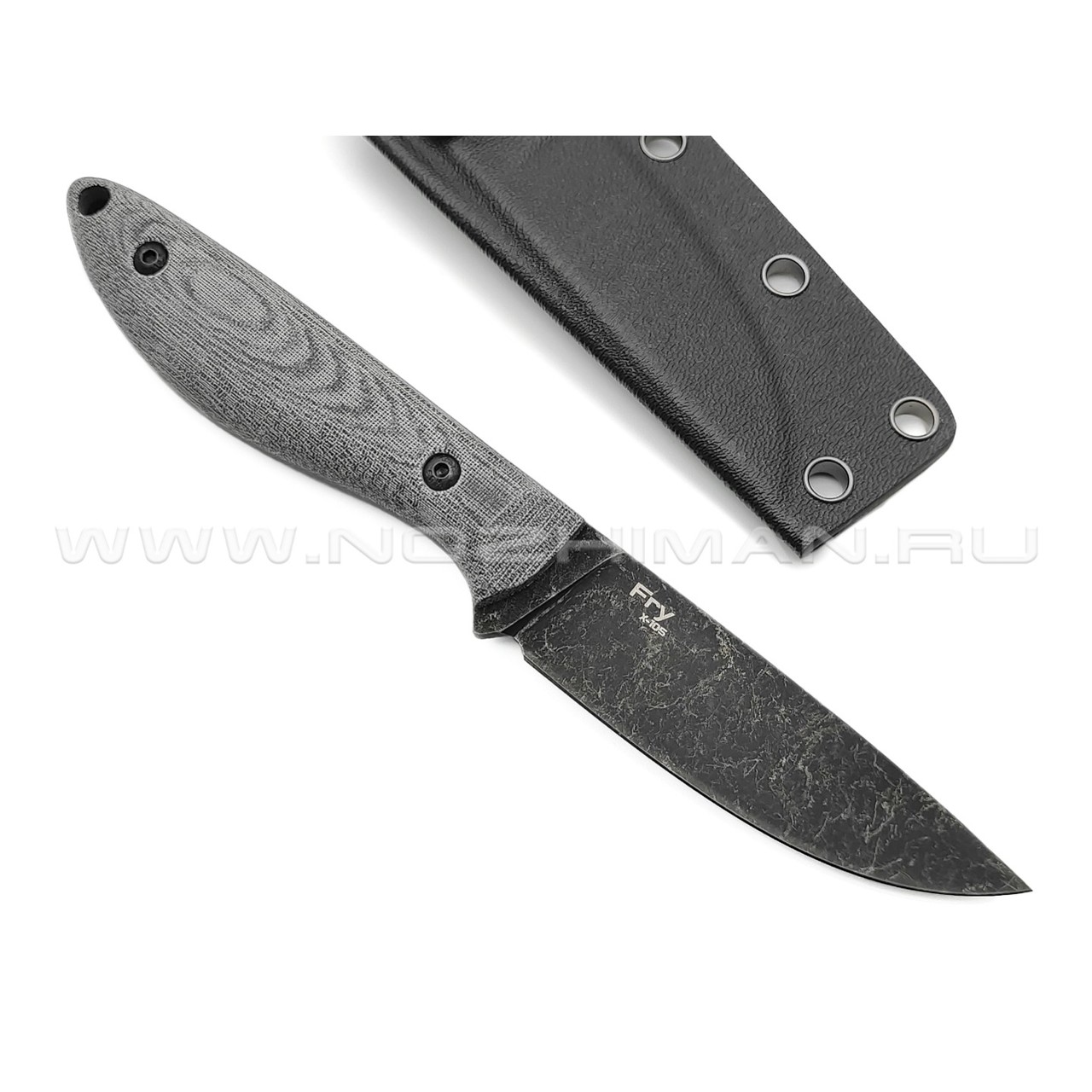 N.C.Custom нож Fry сталь X105 блэквош, рукоять микарта, ножны kydex