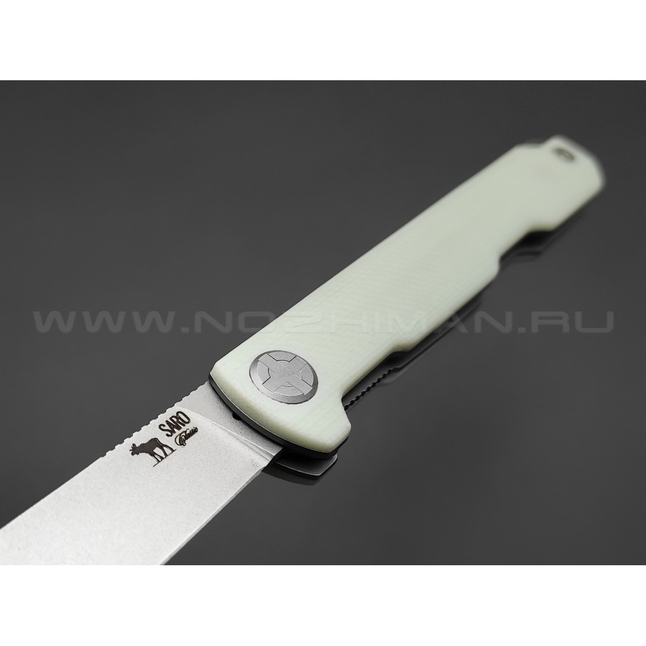 Saro нож Авиационный Single сталь K110, рукоять G10 white