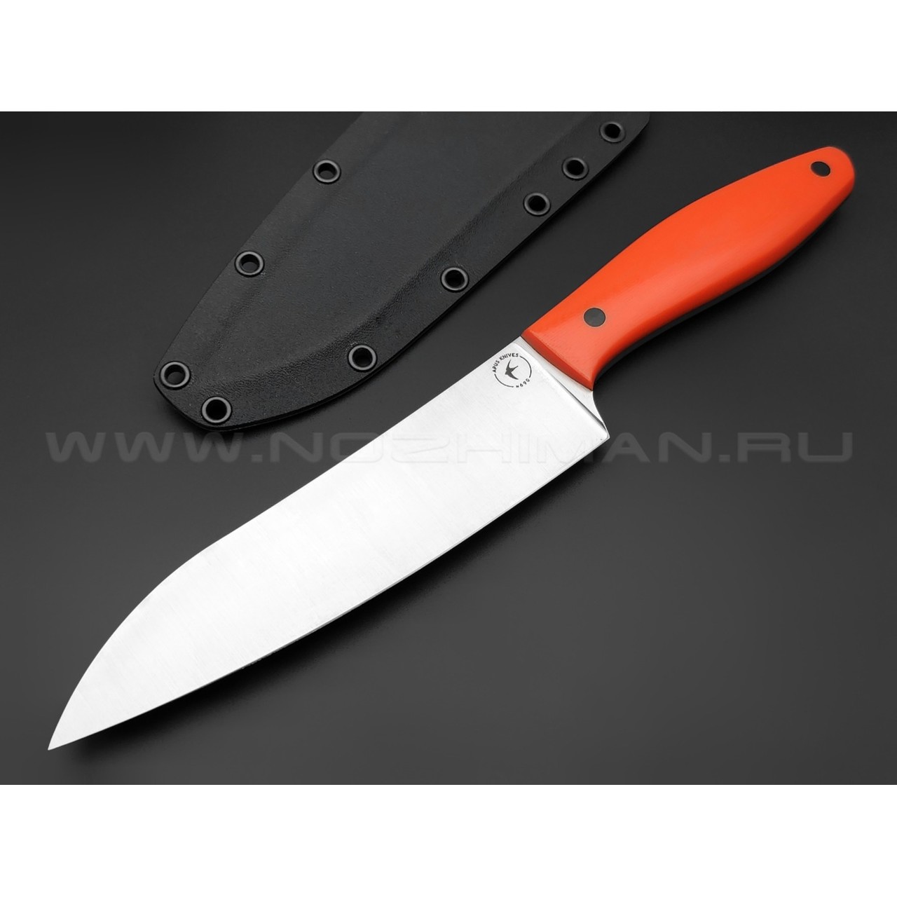 Апус нож Santoku сталь N690, рукоять G10 orange