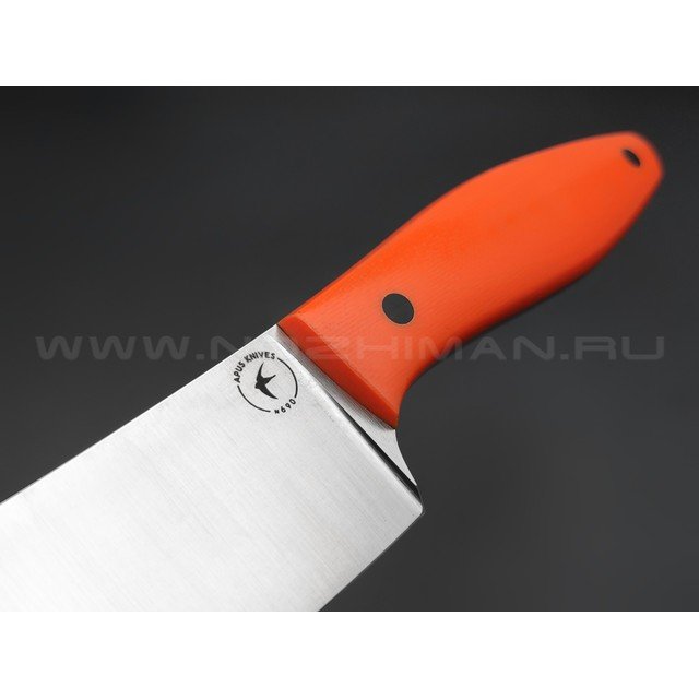Апус нож Сантоку сталь N690, рукоять G10 оранжевый