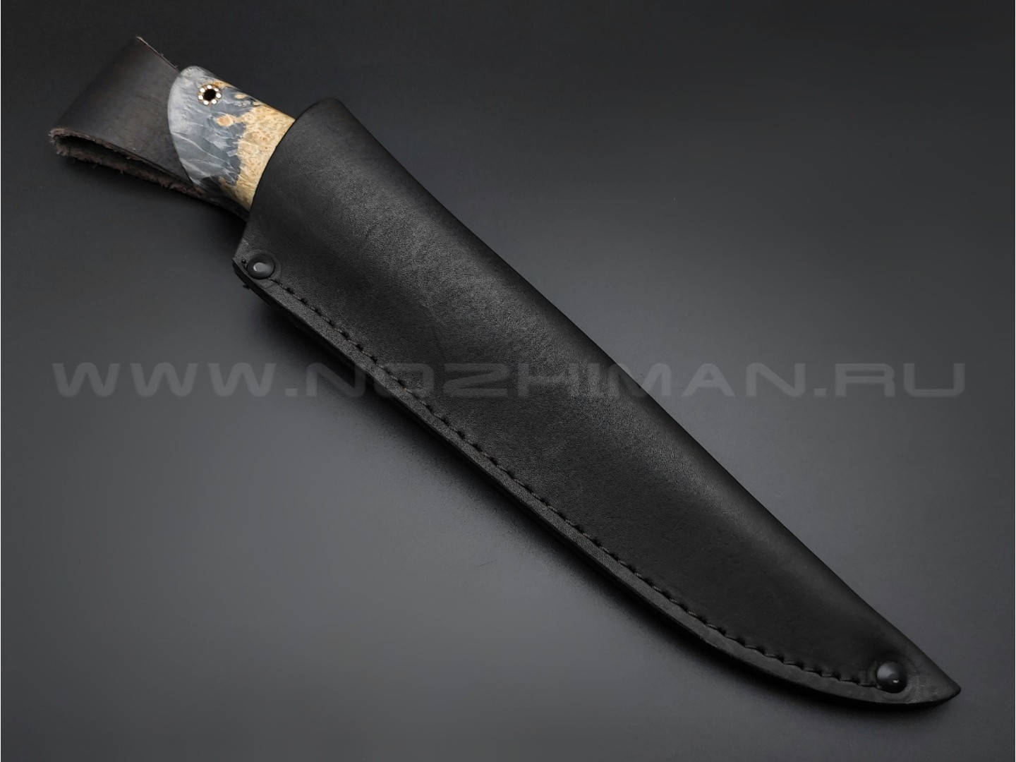 Нож "Скинер-Б" ламинированная сталь, рукоять кап клёна, мокуме, зуб мамонта (Тов. Завьялова)