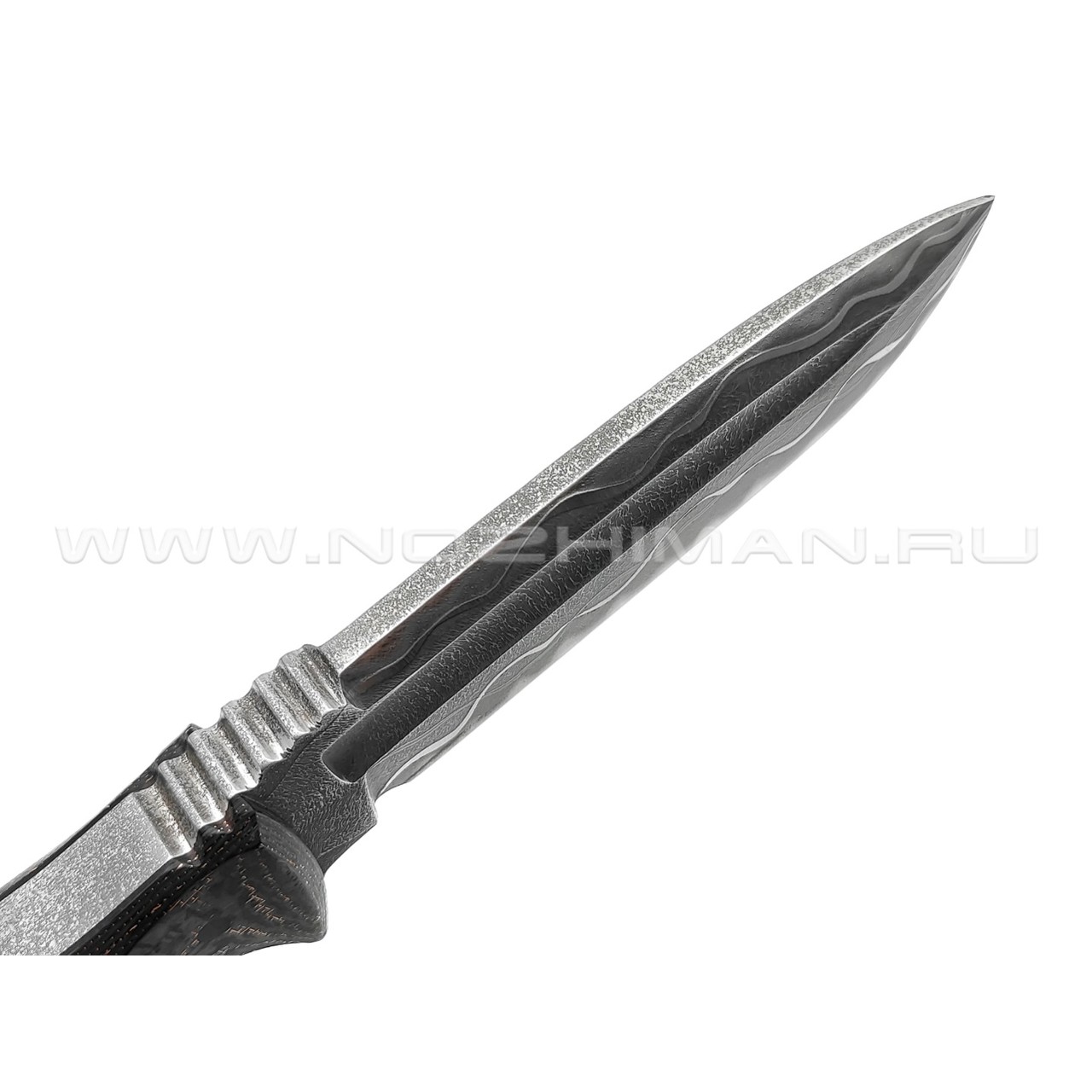 Волчий Век нож Команданте Brutal Concept сталь Elmax WA 12 mm, рукоять Carbon fiber, Silver Twill