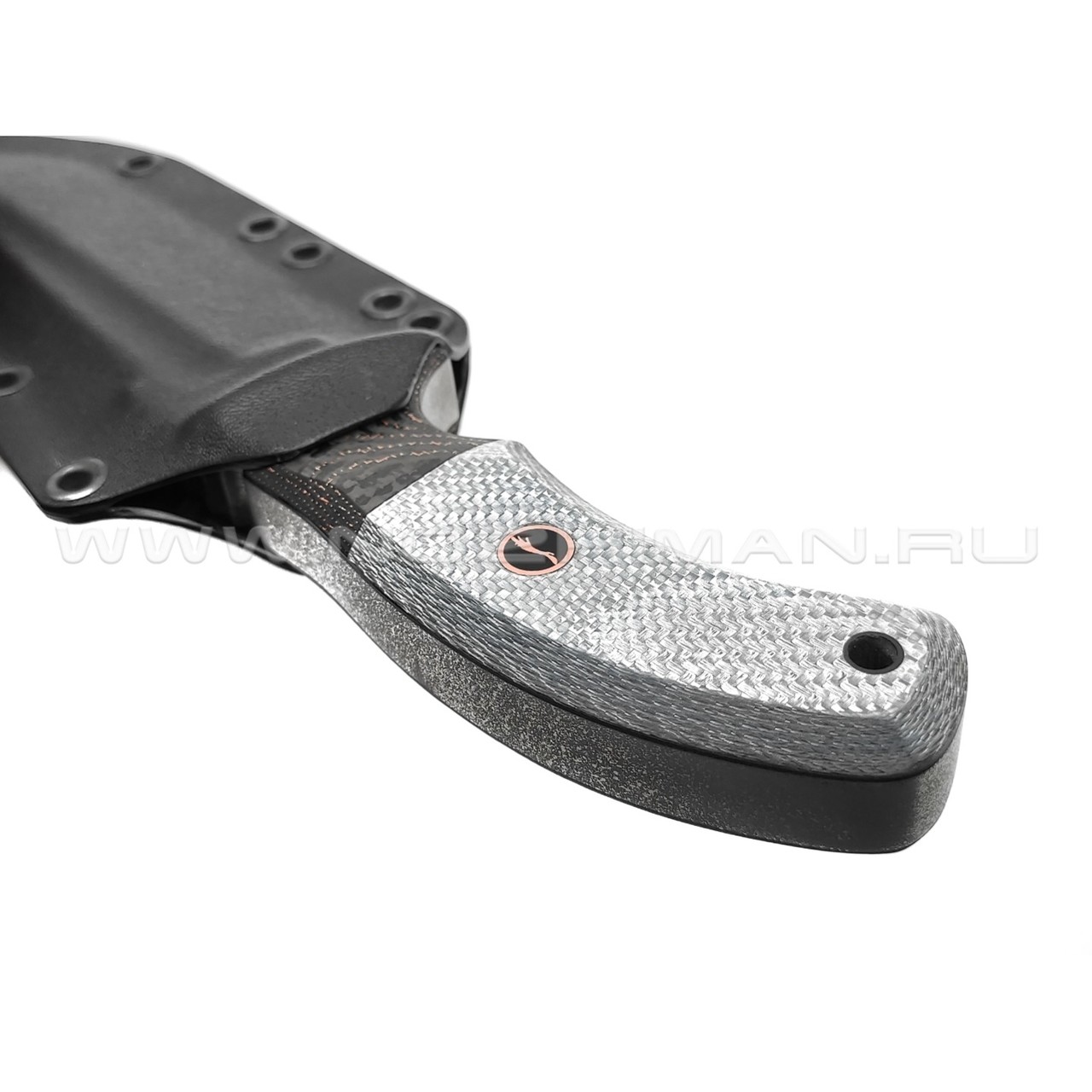 Волчий Век нож Команданте Brutal Concept сталь Elmax WA 12 mm, рукоять Carbon fiber, Silver Twill