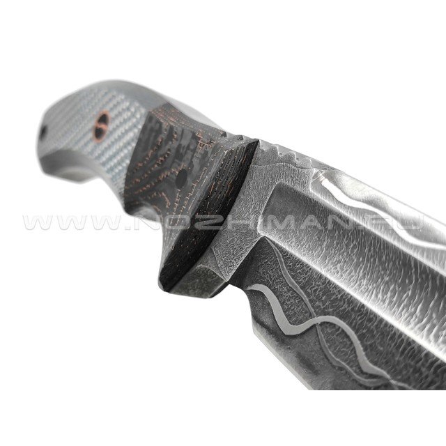 Волчий Век нож Команданте Brutal Concept сталь Elmax WA 12 mm, рукоять Carbon fiber, Silver Twill