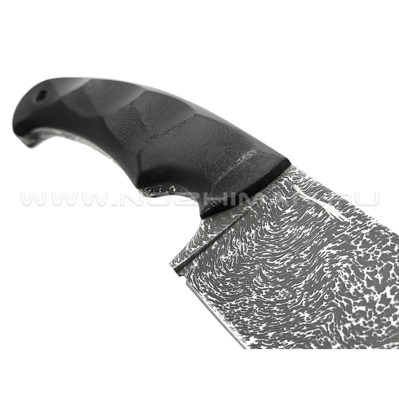 Волчий Век нож Шихан сталь Niolox WA дамаскаж, рукоять G10 black