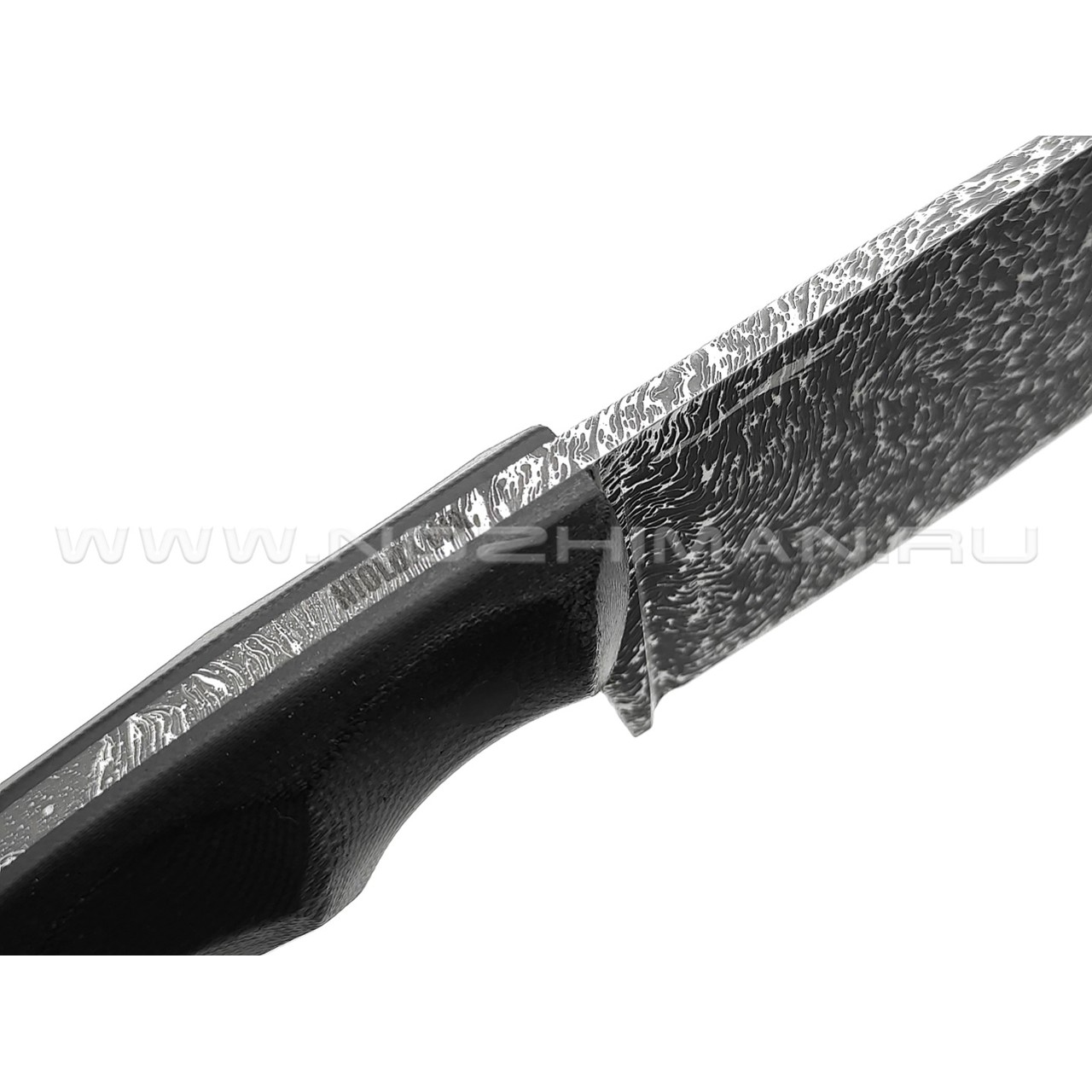 Волчий Век нож Шихан сталь Niolox WA дамаскаж, рукоять G10 black