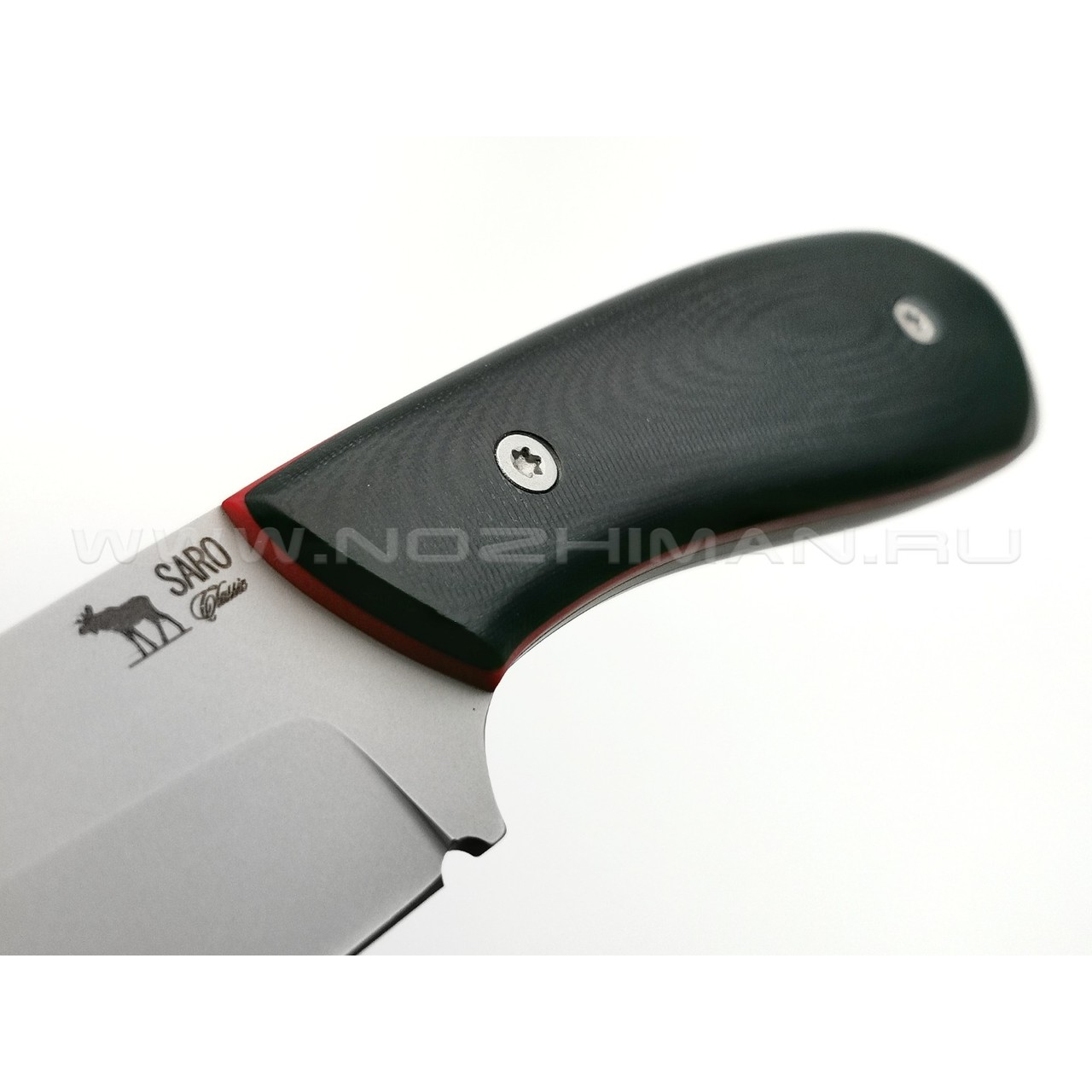 Saro нож Лис танто, сталь K110, рукоять G10 black, ножны кожа