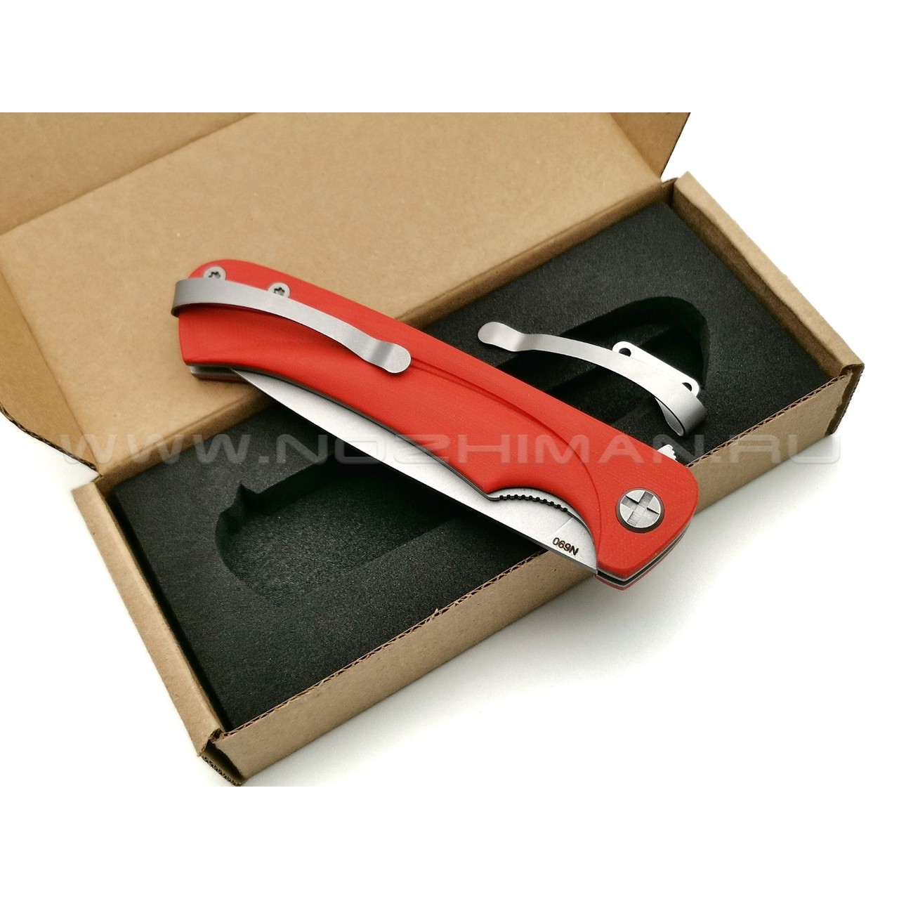 Saro нож Чиж Плюс, сталь N690, рукоять G10 red